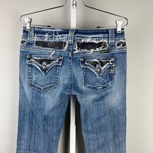 Miss‎ Me Jeans Womens Size 28 Studded Bootcut Stretch Distressed Low Rise